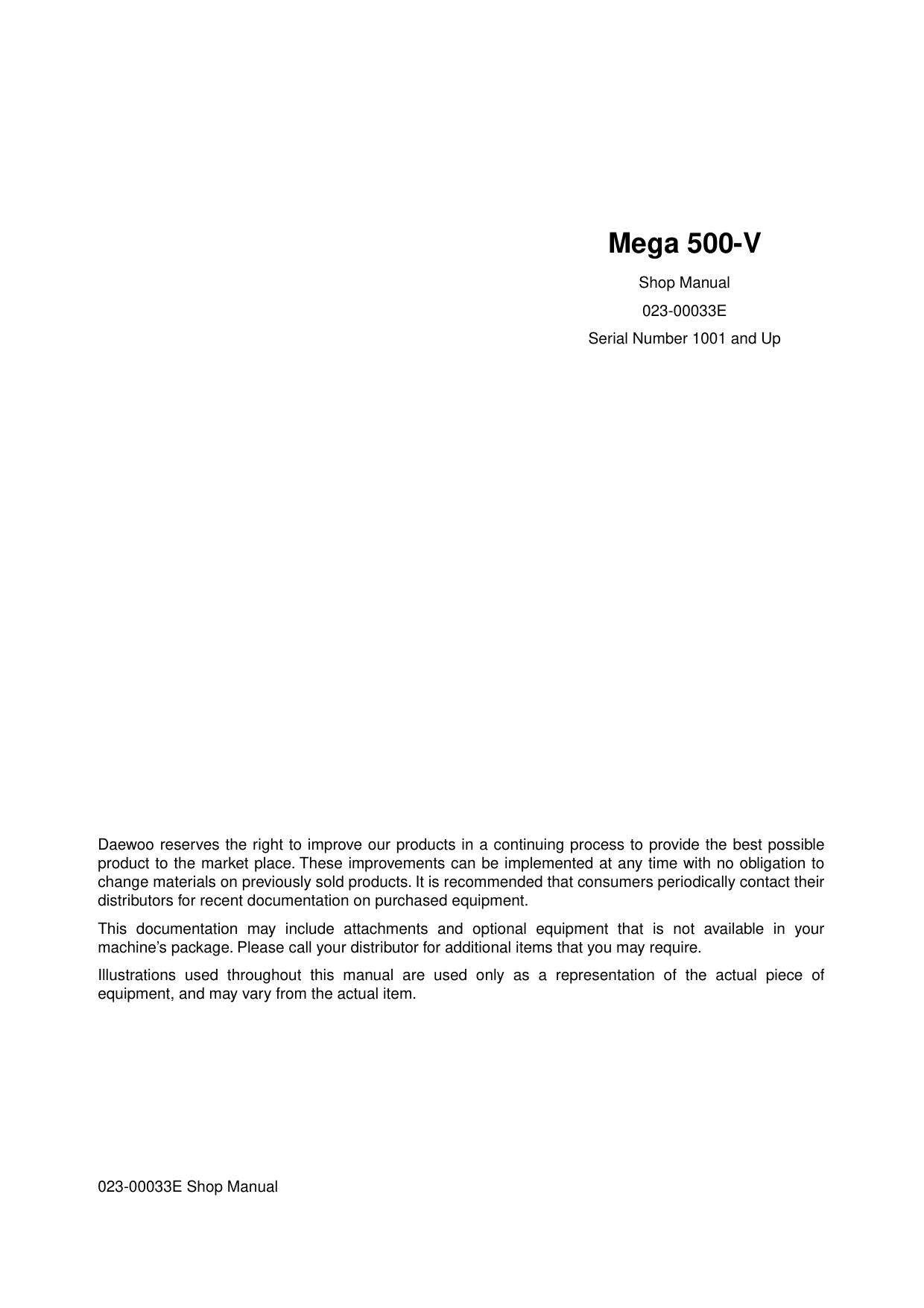 Mega M500-V Shop Manual Daewoo Doosan